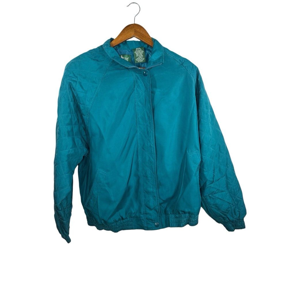 Vintage 80's Hunt Club Silk Bomber Zip Up Jacket Fully Lined Petite Medium‎